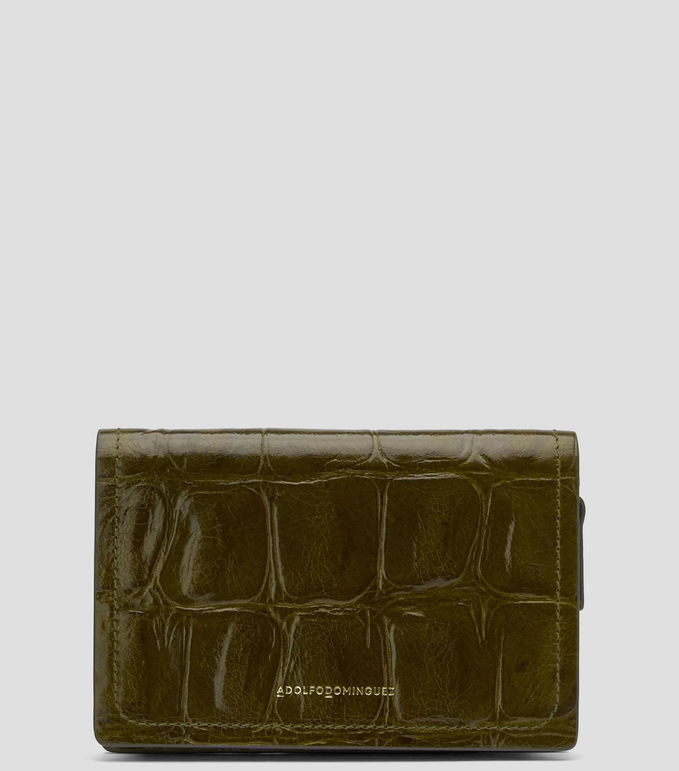 Cartera mediana en piel con grabado efecto coco Mujer